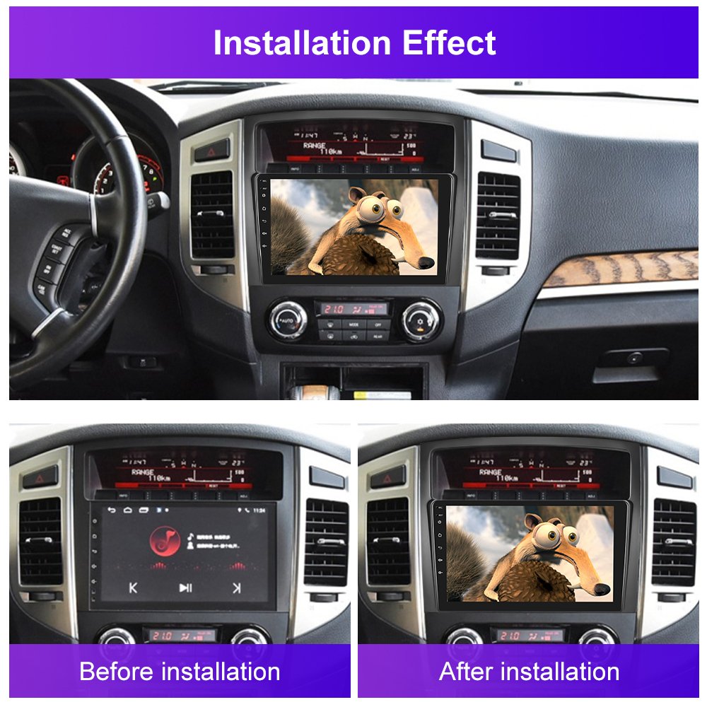 (AU Stock) Podofo 9'' Car Radio Android Carplay Android Auto GPS RDS HIFI Support AHD Camera For Mitsubishi PAJERO 2006-2017