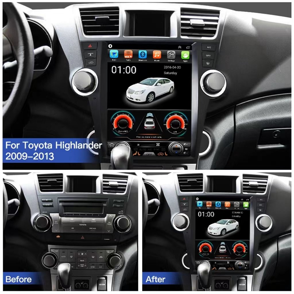 12.1" For Toyota Highlander 2009-2013Android 13 Car Radio For Tesla Vertical Screen Navigation Stereo Multimedia Player GPS