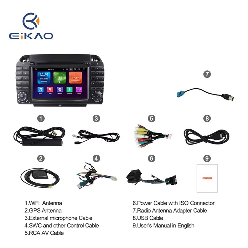 7 inch Android Car multimedia radio player 8 core for Benz S-class W220 1998-2005 IPS screen DSP 4g lte Car DVD Player BT WIFI