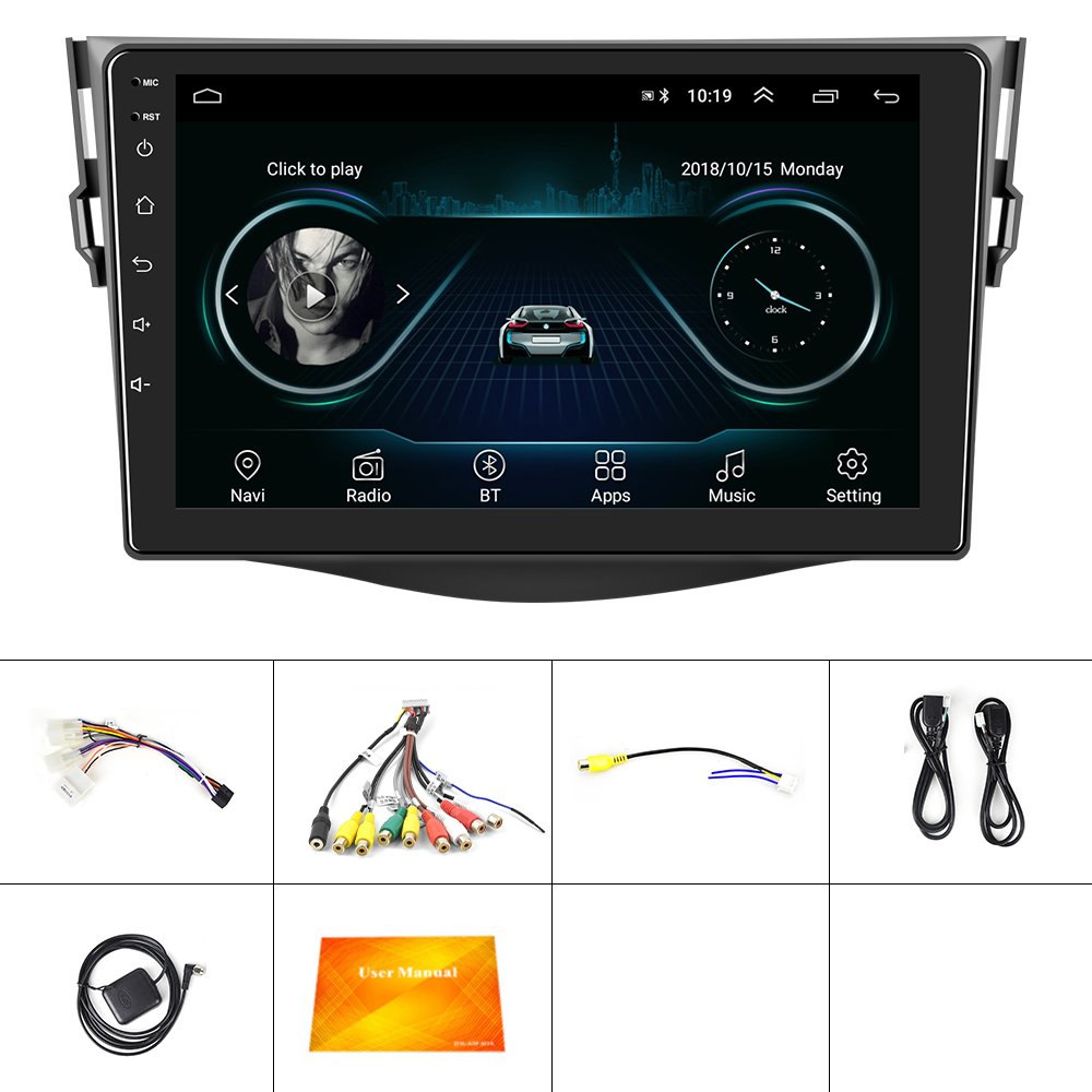 Podofo 9" 2 Din Android Car Radio Autoradio Stereo Video GPS Navigation WIFI RDS For Toyota/RAV4 2007-2012