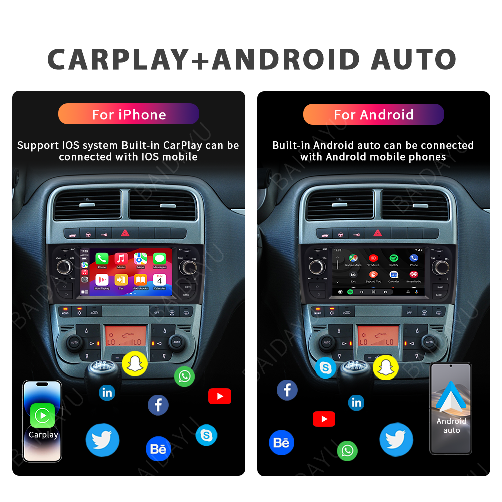 7inch 4+64G Car Multimedia 2Din Android Radio For Fiat Punto Linea 2007 Carplay gps car dvd player
