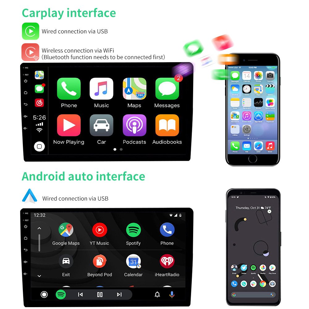 2 Din 9" 10" Android Car DVD Players with DSP Radios 4GB RAM 64GB ROM BT & FM Multimedia & Video for Autos