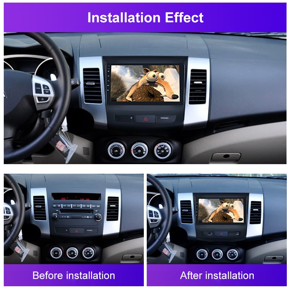 Podofo 9" Android Car Radio Para Carro Stereo For Mitsubishi Outlander 2008-2015 Autoradio GPS Wifi FM RDS Split Screen