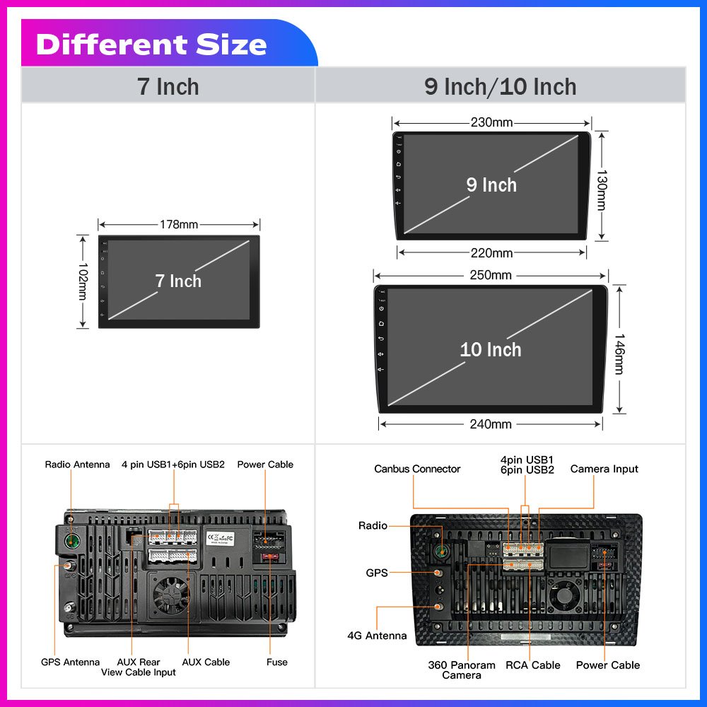 7 9 10 Inch Double Din Car Stereo 2 Din Android Car Radio Touch Screen Android Auto Carplay Audio Car DVD Player Navigation GPS