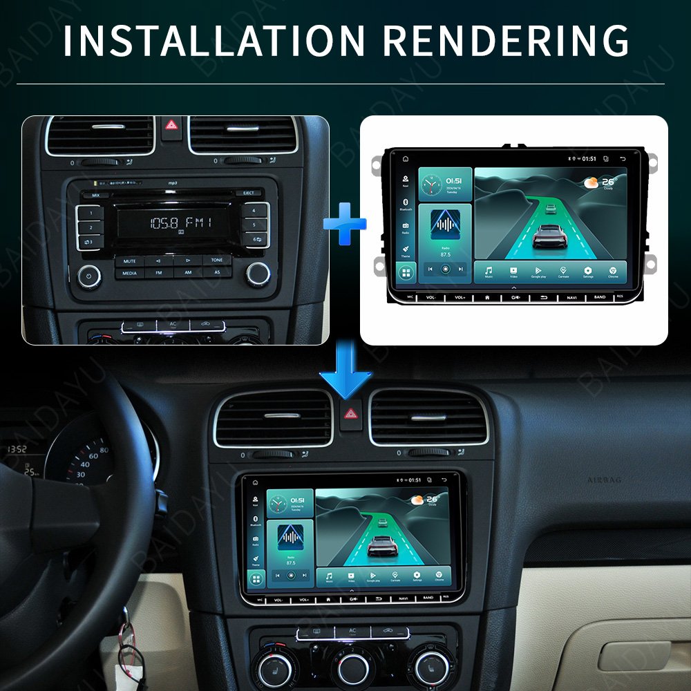 Android GPS Navigation 9" Touch Screen 1+32GB Car DVD Player For VW Jetta Golf Polo Skoda Octavia