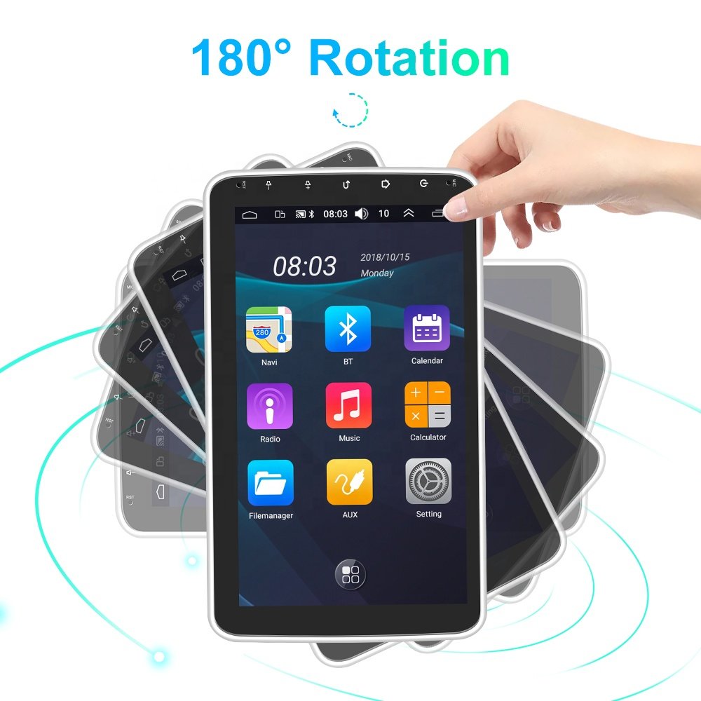 (EU Stock) Podofo 10 Inch 1 Din Android Car Radio Autoradio with 180 Degree Rotating Touch Screen GPS Wifi BT FM RDS 1+32/2+64GB