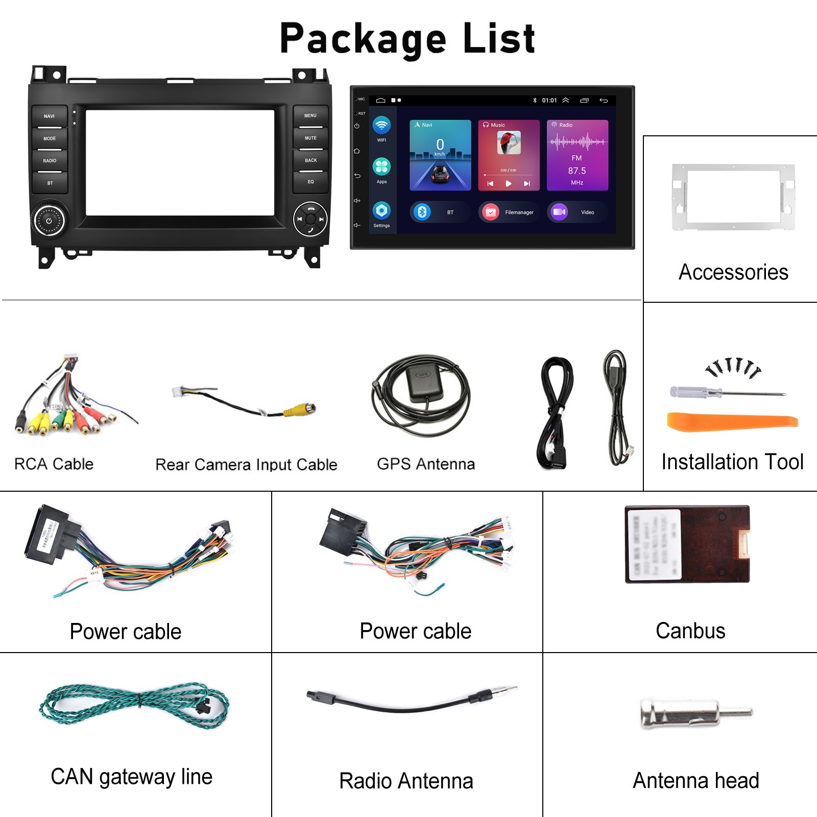 (Stock in EU) Podofo Android Car Radio 7'' Carplay Android Auto GPS RDS HIFI For Mercedes-Benz B200 2008-2011 Wholesale