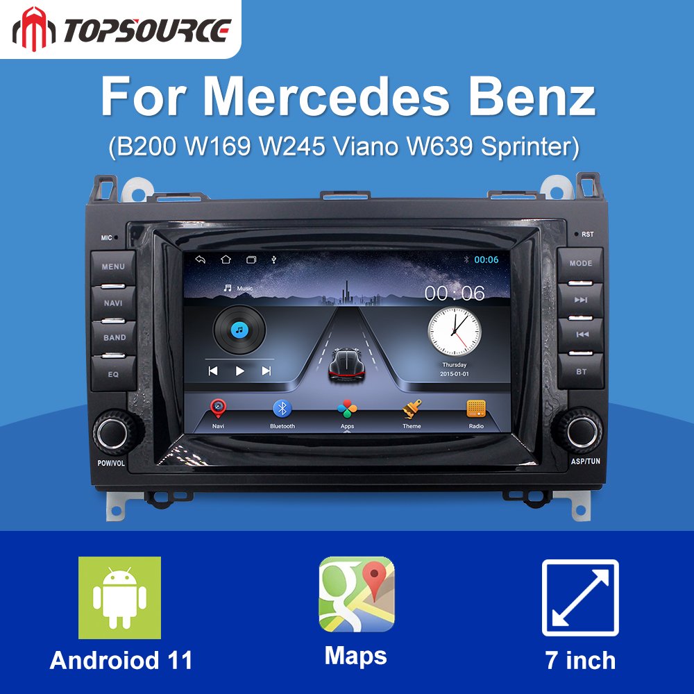 TOPSOURCE 7 inch 2 din auto radio BT WIFI 2+32G4G for Benz Android 11 8CORE Car DVD Player