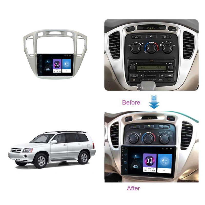Android car multimedia dvd player for Toyota Highlander 2000 2001 2002 2003 2004 2005 2006 2007 car stereo gps navigation