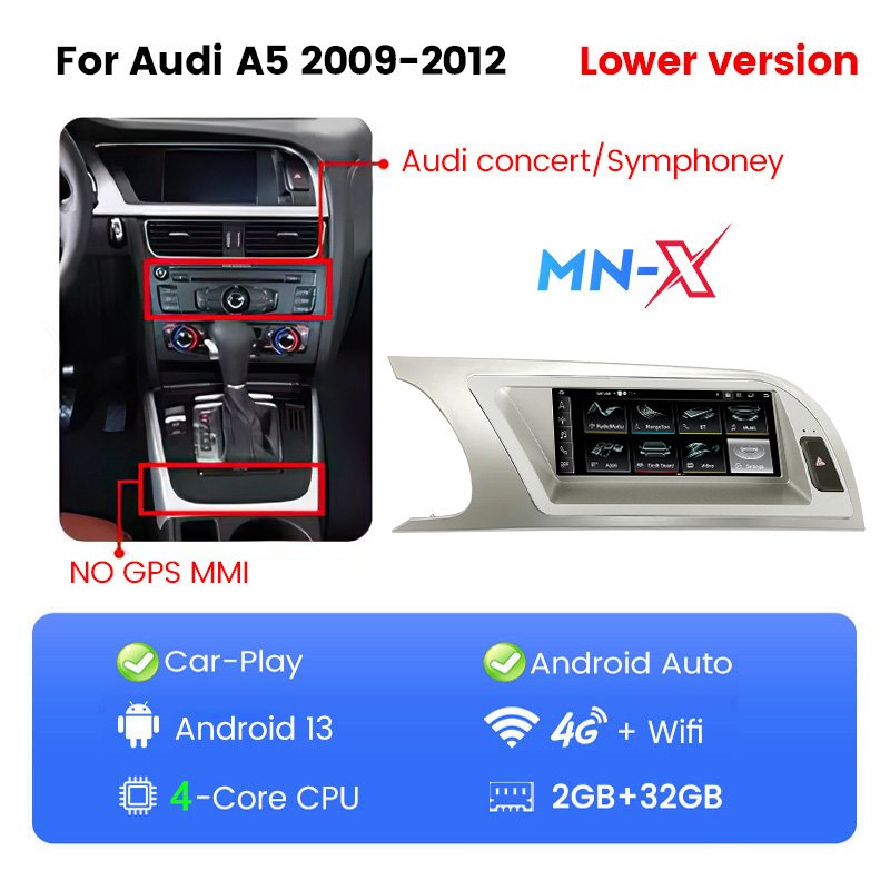 NaviFly MNX car radio android dvd player Music Maps, Multimedia DVD for Audi A5 8.8inch 09-15 13 -16 2009 2006 2007 2008 2010