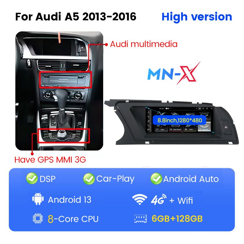 NaviFly MNX car radio android dvd player Music Maps, Multimedia DVD for Audi A5 8.8inch 09-15 13 -16 2009 2006 2007 2008 2010