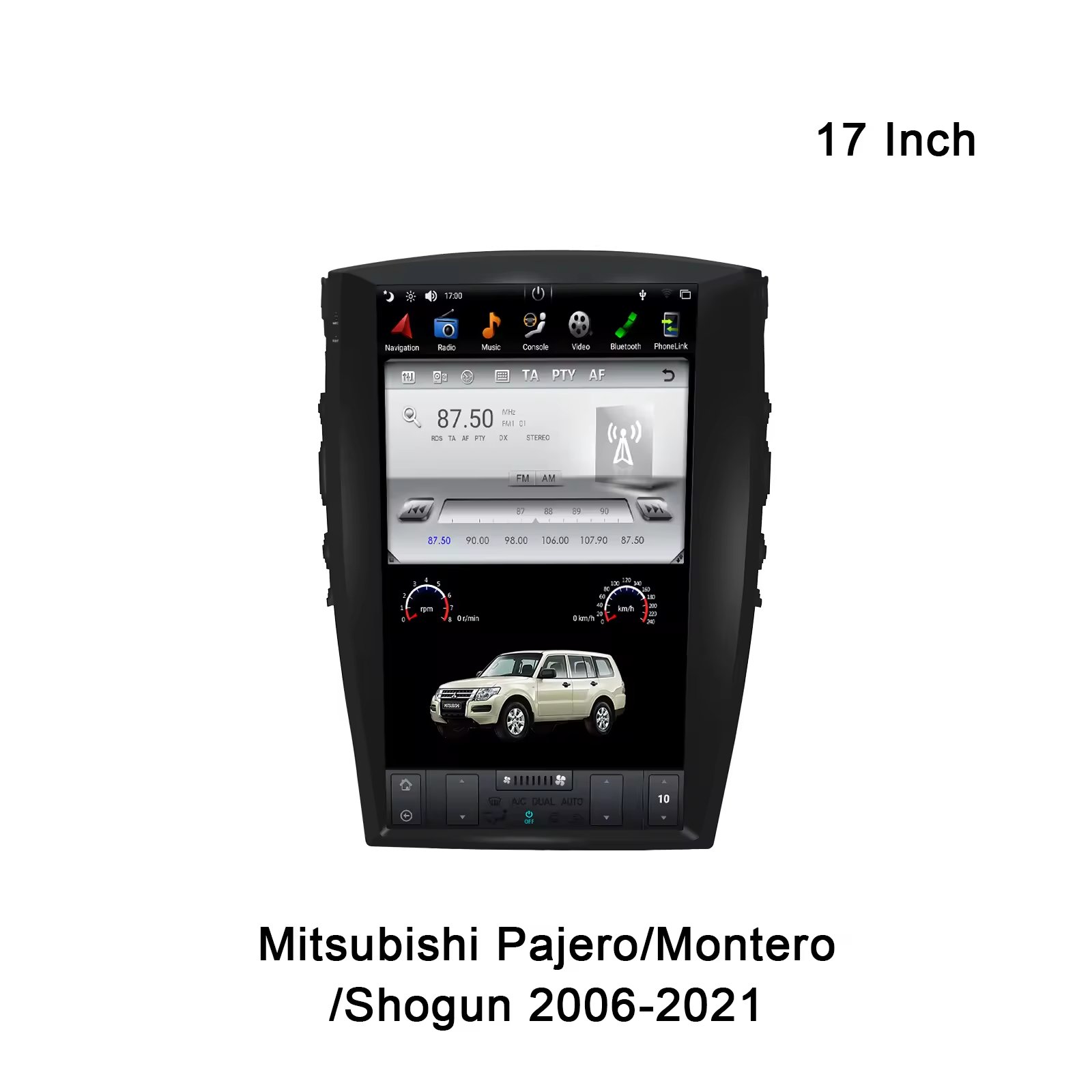 17'' Car DVD Player Android Tesla Style Screen For Mitsubishi Pajero Montero Shogun 2006-2021 Car Stereo Multimedia Radio GPS