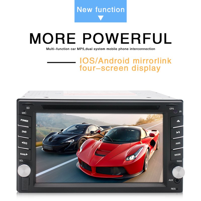 cheap universal remote control two 2 din car DVD player 6.2 inch with mp5 CD FM/AM