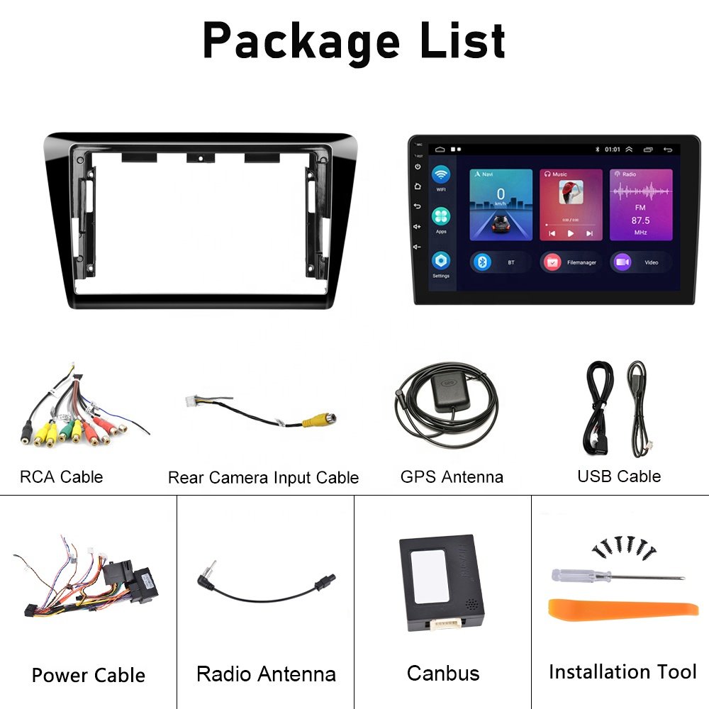Podofo 9'' Android Car Radio Carplay Android Auto GPS RDS HIFI with AHD Camera For Volkswagen Skoda Rapid 2013 Wholesale