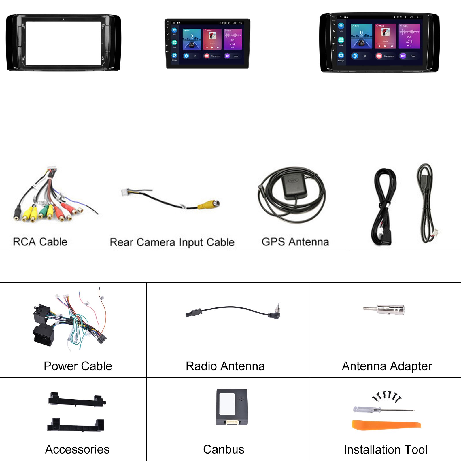 Podofo 9inch Android 13 Car Radio Carplay Android Auto For Mercedes-Benz R-class R300/R350 2006-2014 WIFI HIFI BT FM