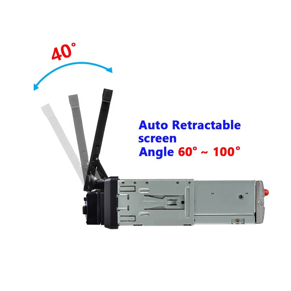 Podofo 1 Din Android Car Radio Stereo Car Player 7" Car DVD Player Motorized Retractable Touch Screen Android Auto GPS BT FM RDS