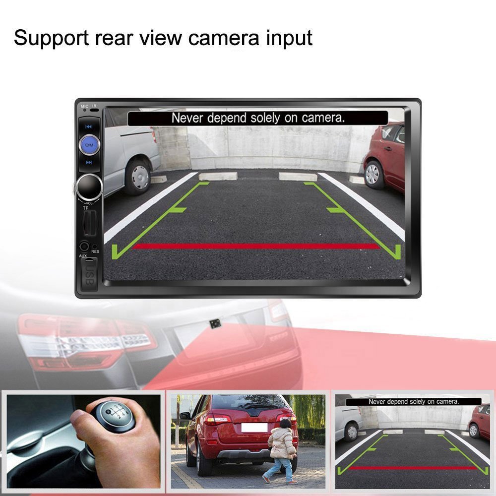 Podofo Car Radio 2 Din Autoradio 7" HD Touch Screen BT FM Car MP5 Player 7010B + 12LED Camera & Frame & Metal Mount