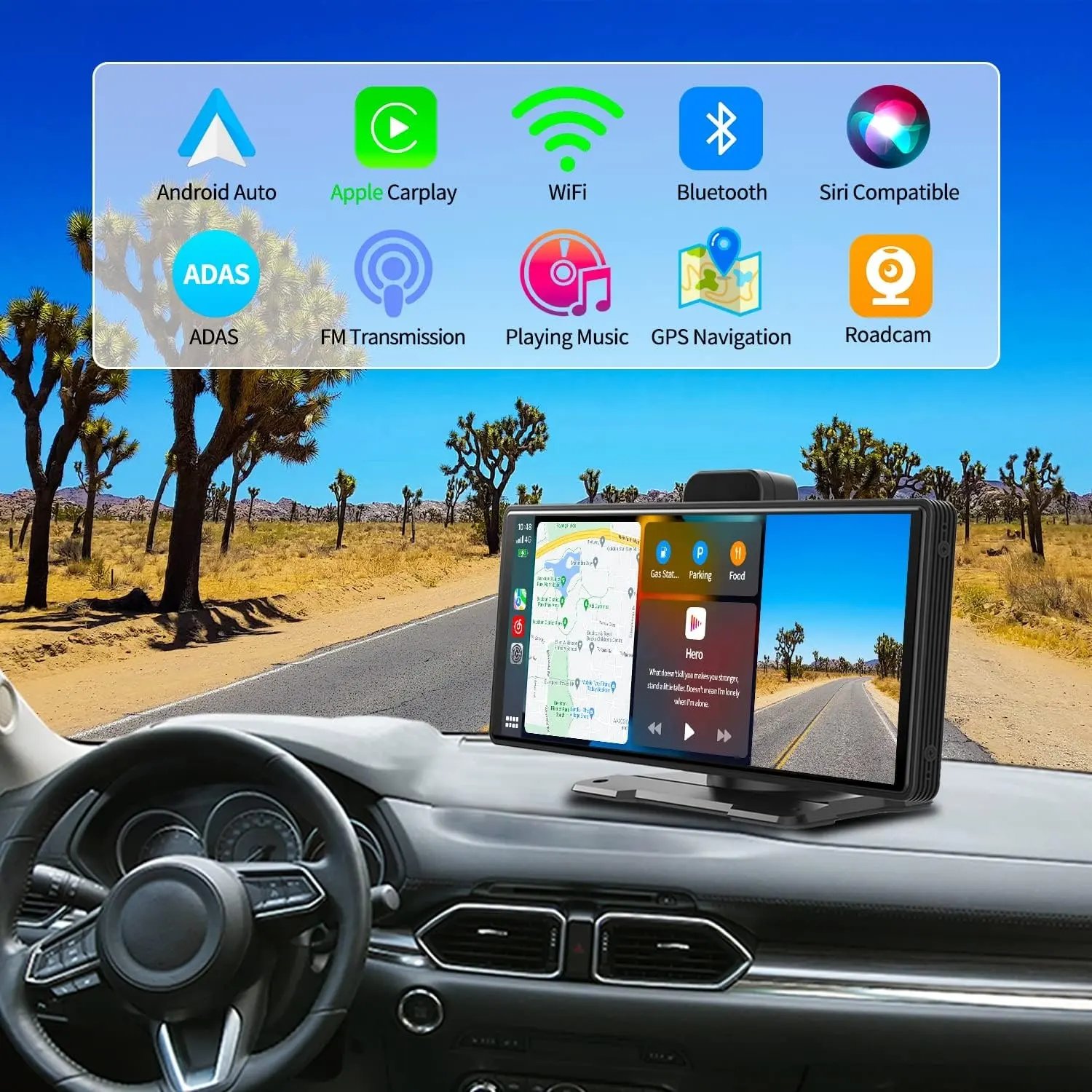 Car navigation Multimedia DVR 10.26 inch Portable CarPlay/AndroidAuto IPS HD full-touch screen With Wireless MirrorCast