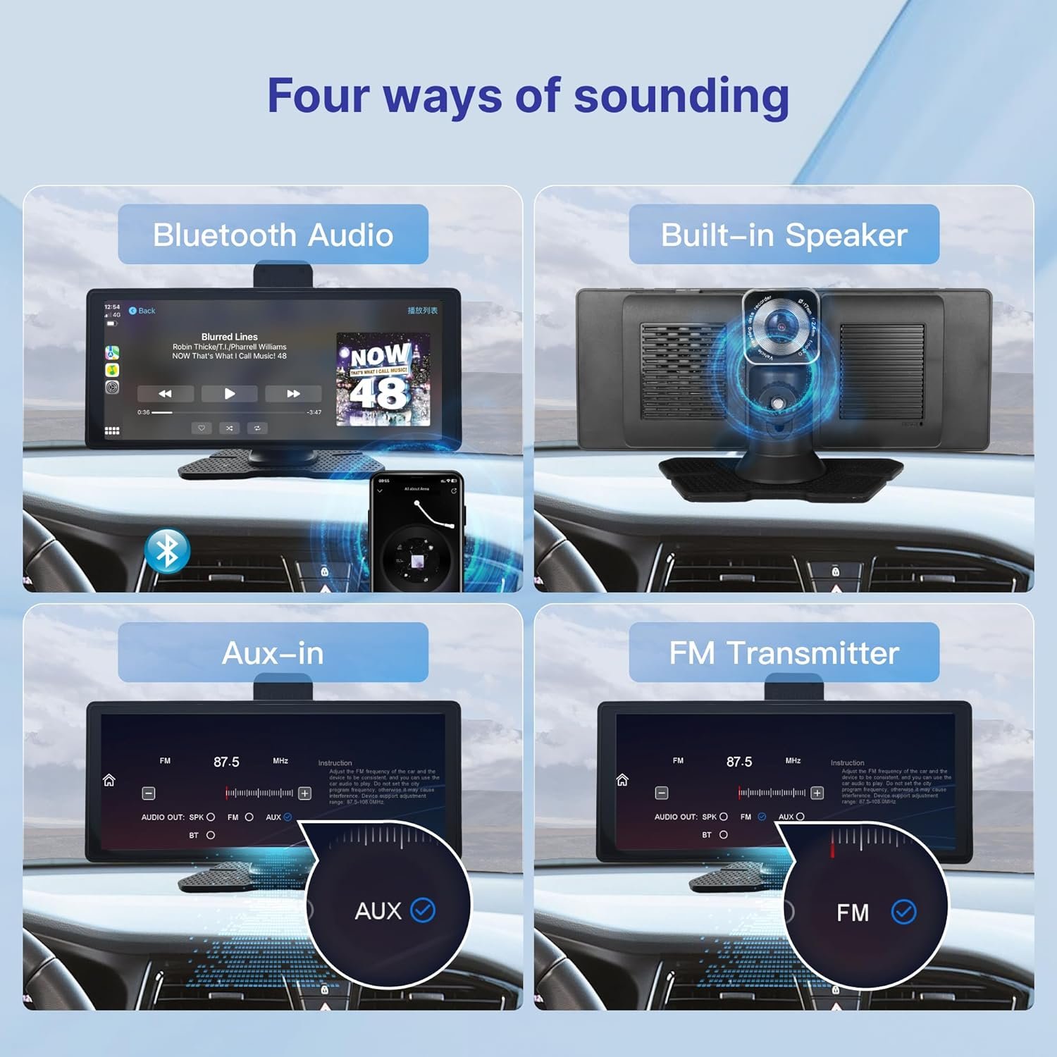 Car navigation Multimedia DVR 10.26 inch Portable CarPlay/AndroidAuto IPS HD full-touch screen With Wireless MirrorCast