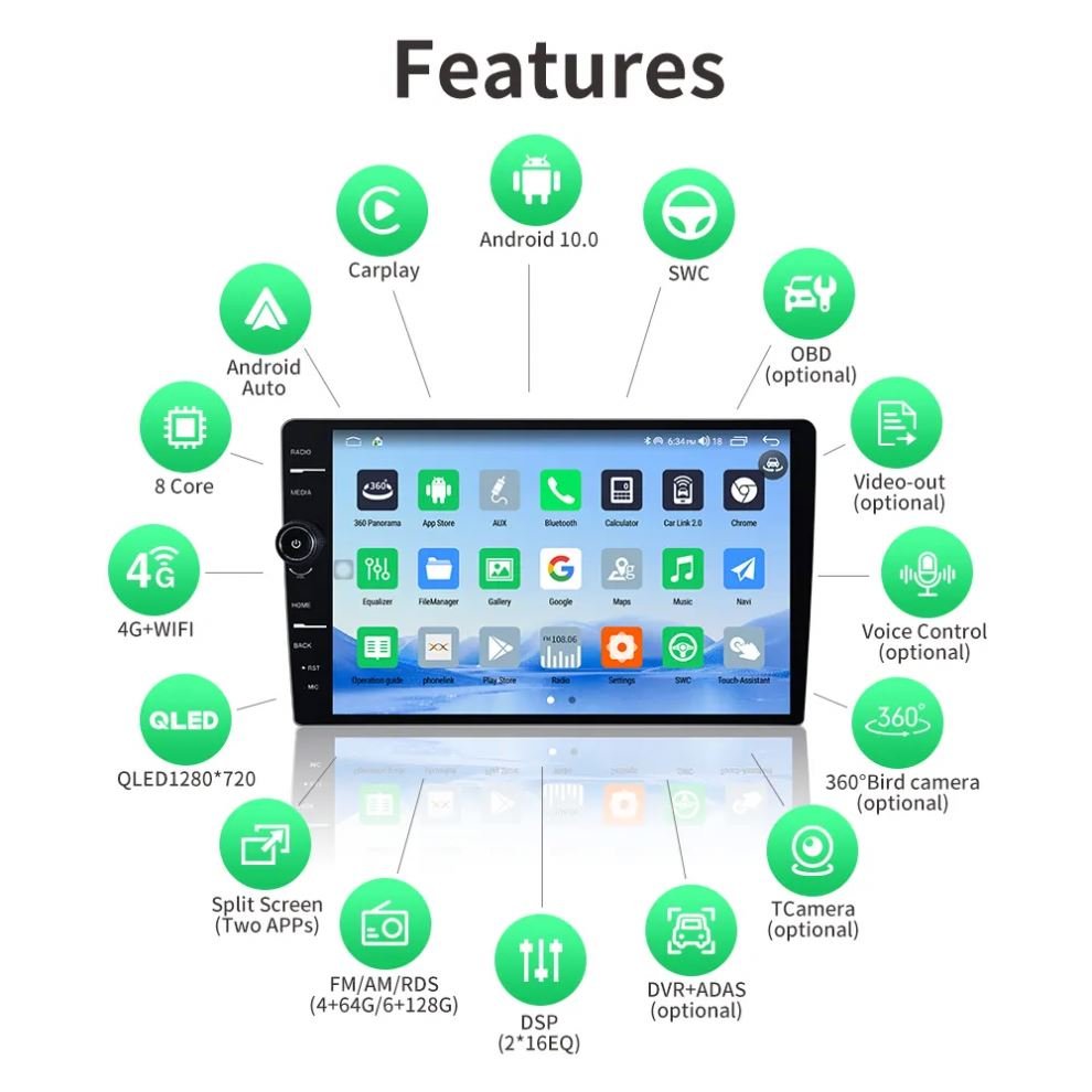 Universal 1 Din multimedia player 10 inch screen car radio stereo car GPS WIFI wireless Android car DVD player with Knob