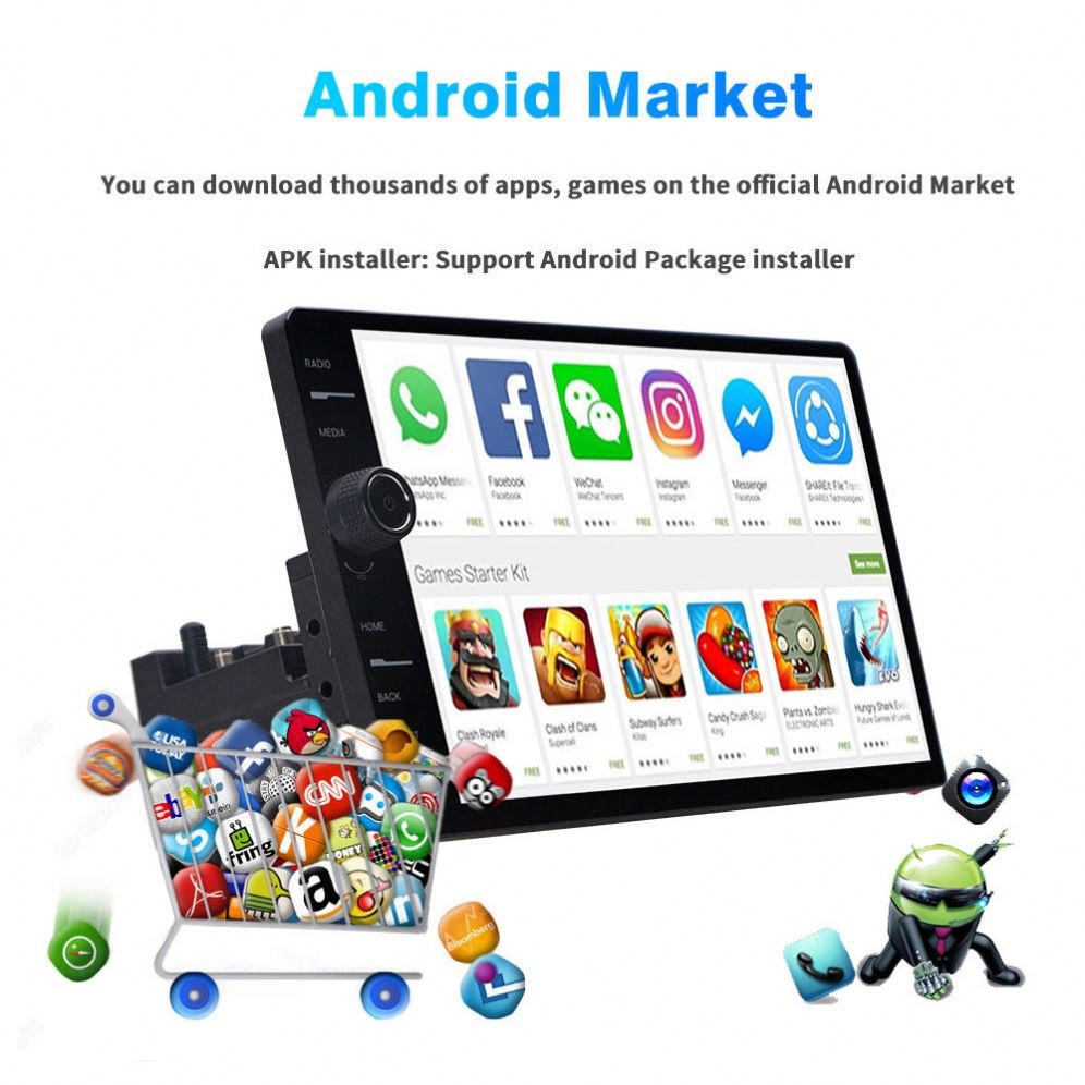 Universal 1 Din multimedia player 10 inch screen car radio stereo car GPS WIFI wireless Android car DVD player with Knob