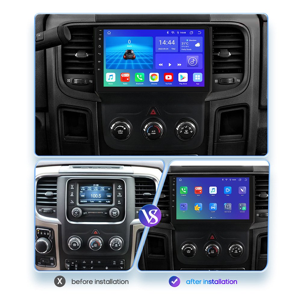 9 Inch Wifi+4G OLED Android 12 car dvd Player for Dodge Ram 1500 Manual AC with radio CarPlay Android Auto car stereo with GPS