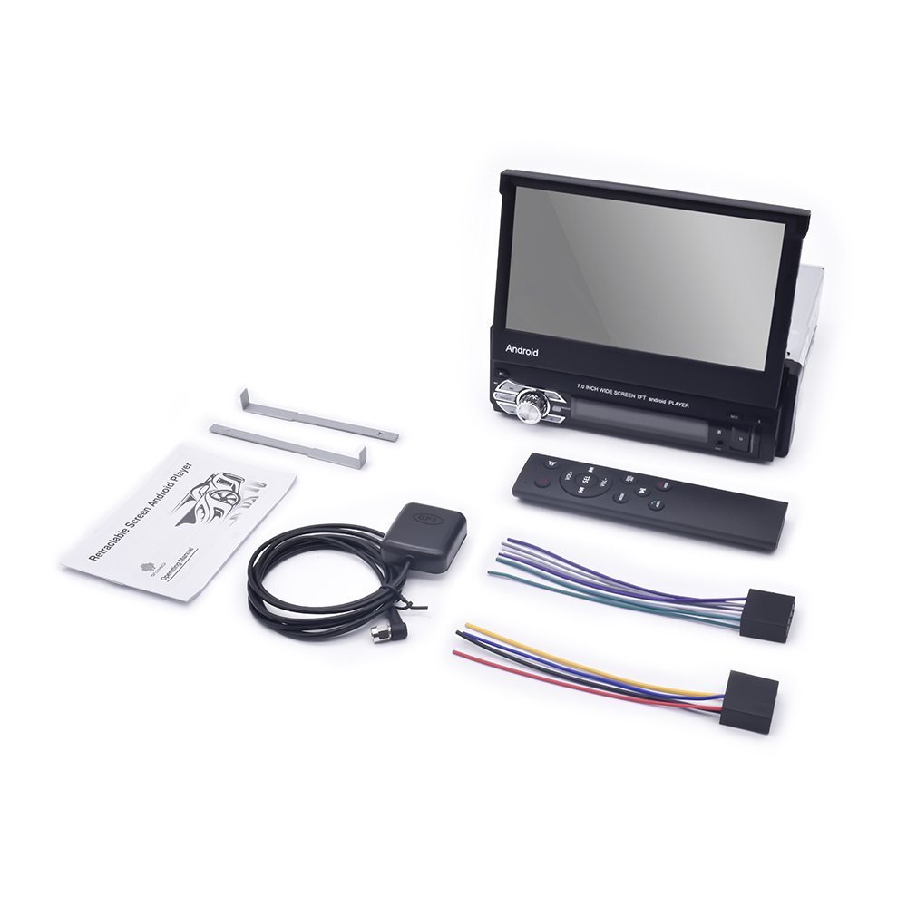 1 Din 7 Inch 2+32G Motorized Flip Out Touchscreen in Dash Head Unit Mirror Link Support FM AUX USB SD Car Radio