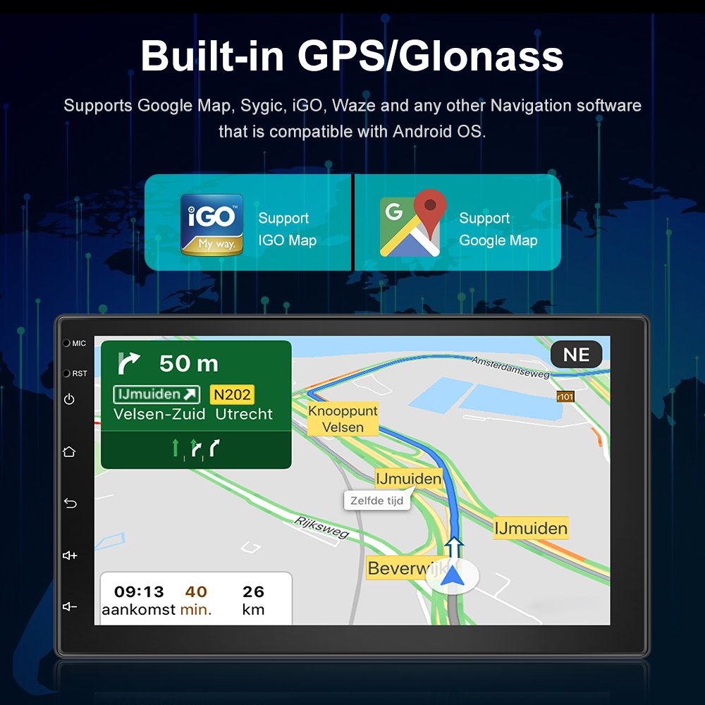 Podofo 8 Core 6+128G Android 13 7" Car Radio Stereo Autoradio GPS 4G Wifi AI Voice Carplay Android Auto DSP Hi-Res RDS OBD2 DAB+