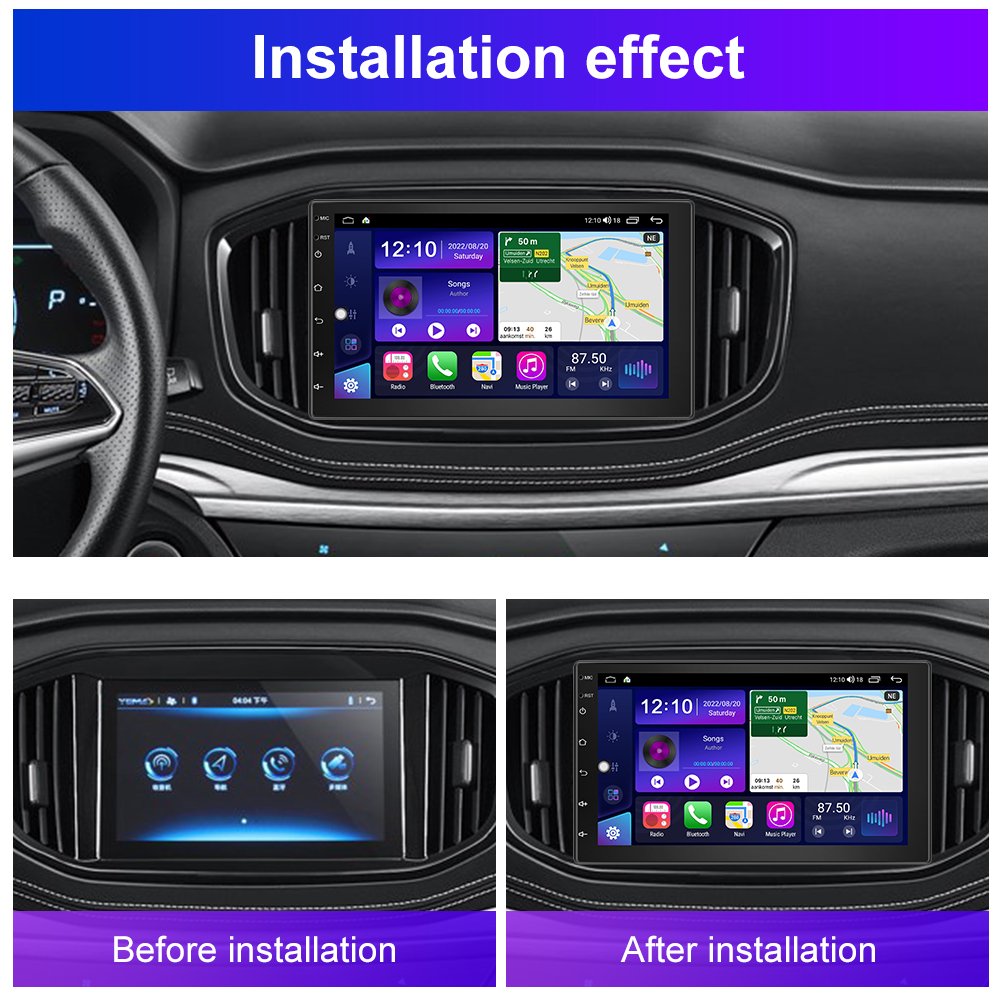 Podofo 8 Core 6+128G Android 13 7" Car Radio Stereo Autoradio GPS 4G Wifi AI Voice Carplay Android Auto DSP Hi-Res RDS OBD2 DAB+