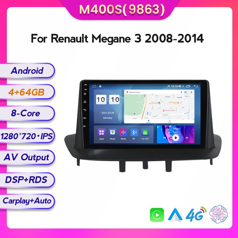 Mekede MS 8-Core 8+128GB IPS Screen Car DVD Player video Vehicle mounted display for Renault Megane 3 2008 2014 9inch