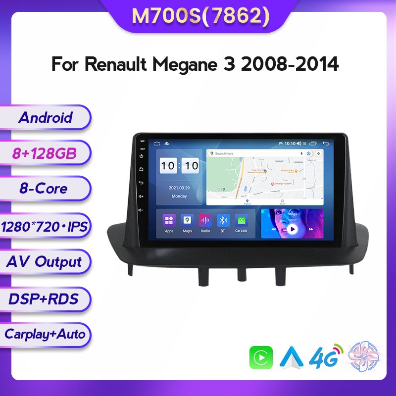Mekede MS 8-Core 8+128GB IPS Screen Car DVD Player video Vehicle mounted display for Renault Megane 3 2008 2014 9inch