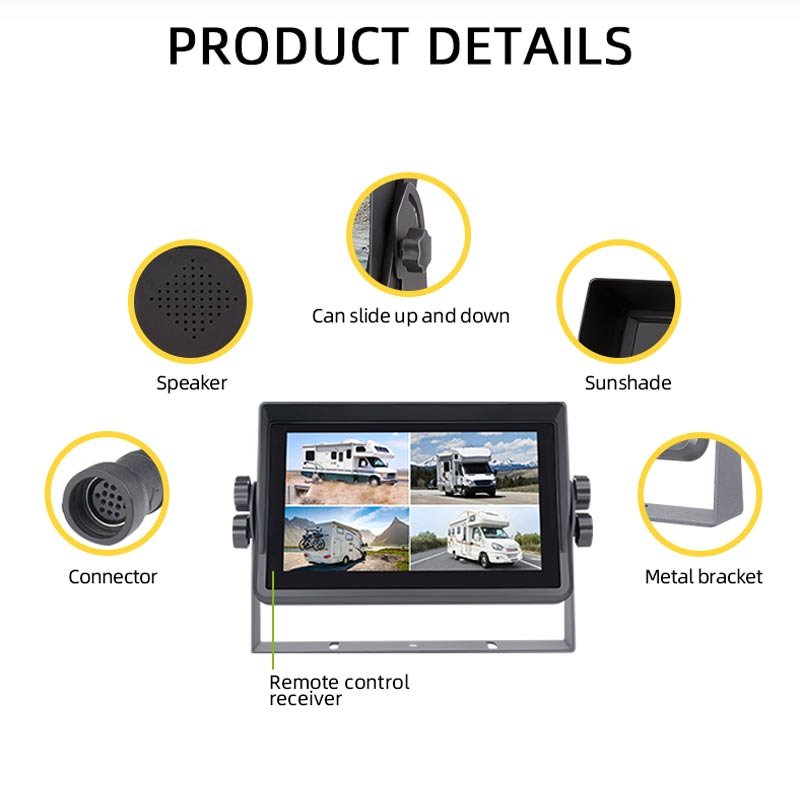 7 Inch Vehicle Parking System LCD TFT 4ch TV LCD TFT Screen Car Camera Monitor