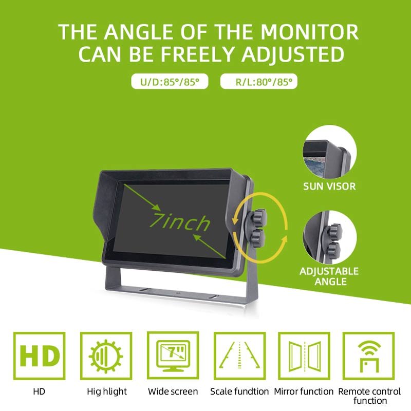 7 Inch Vehicle Parking System LCD TFT 4ch TV LCD TFT Screen Car Camera Monitor