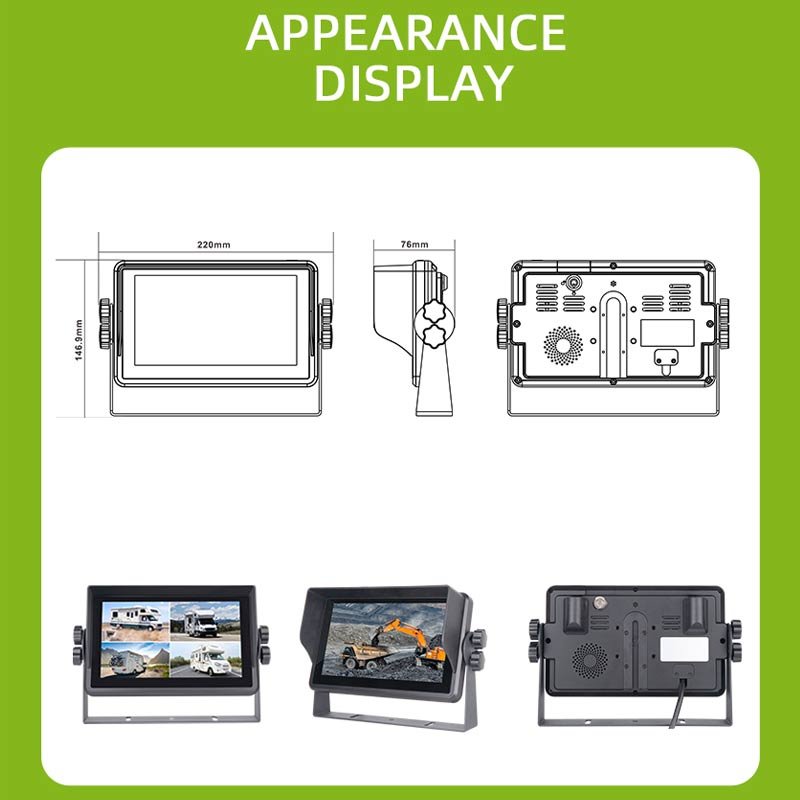 7 Inch Vehicle Parking System LCD TFT 4ch TV LCD TFT Screen Car Camera Monitor