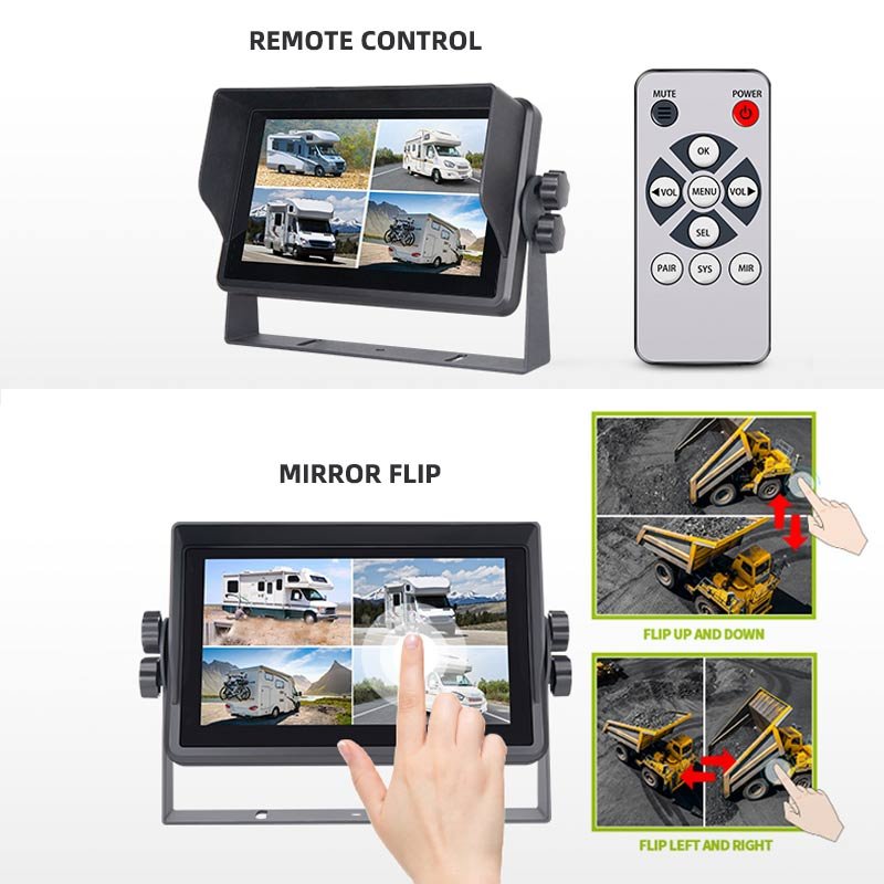 7 Inch Vehicle Parking System LCD TFT 4ch TV LCD TFT Screen Car Camera Monitor