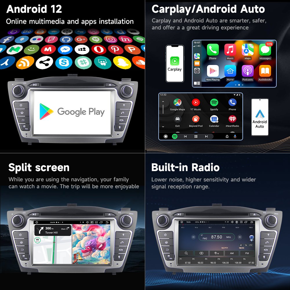 7''2Din Android10.0 4G+64G Octa-core Car DVD GPS Navigation for Tucson IX35 2009-2015