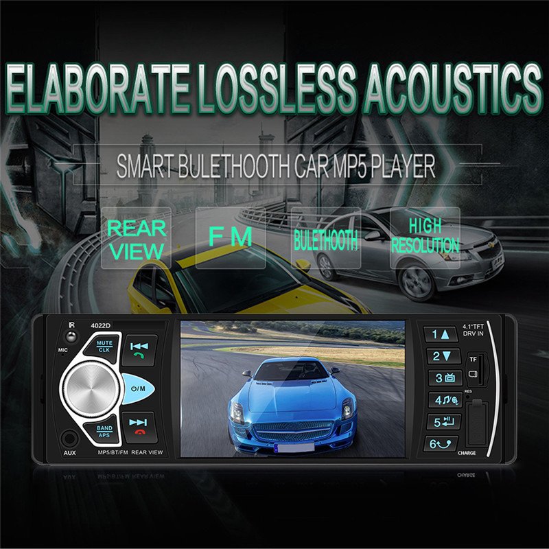 Podofo Autoradio 4.1'' Car Radio 1Din Audio Stereo FM BT Steering Wheel Remote Control Intelligent Dynamic Reverse Camera