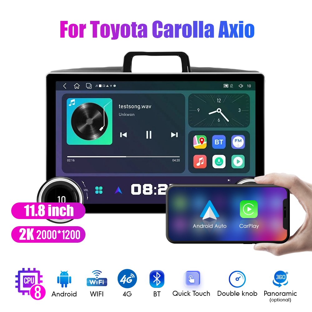 11.8Inch 2Din Android Car Radio For Toyota Corolla Axio 2K QLED Screen Car Stereo Car DVD Player Carplay Android Auto