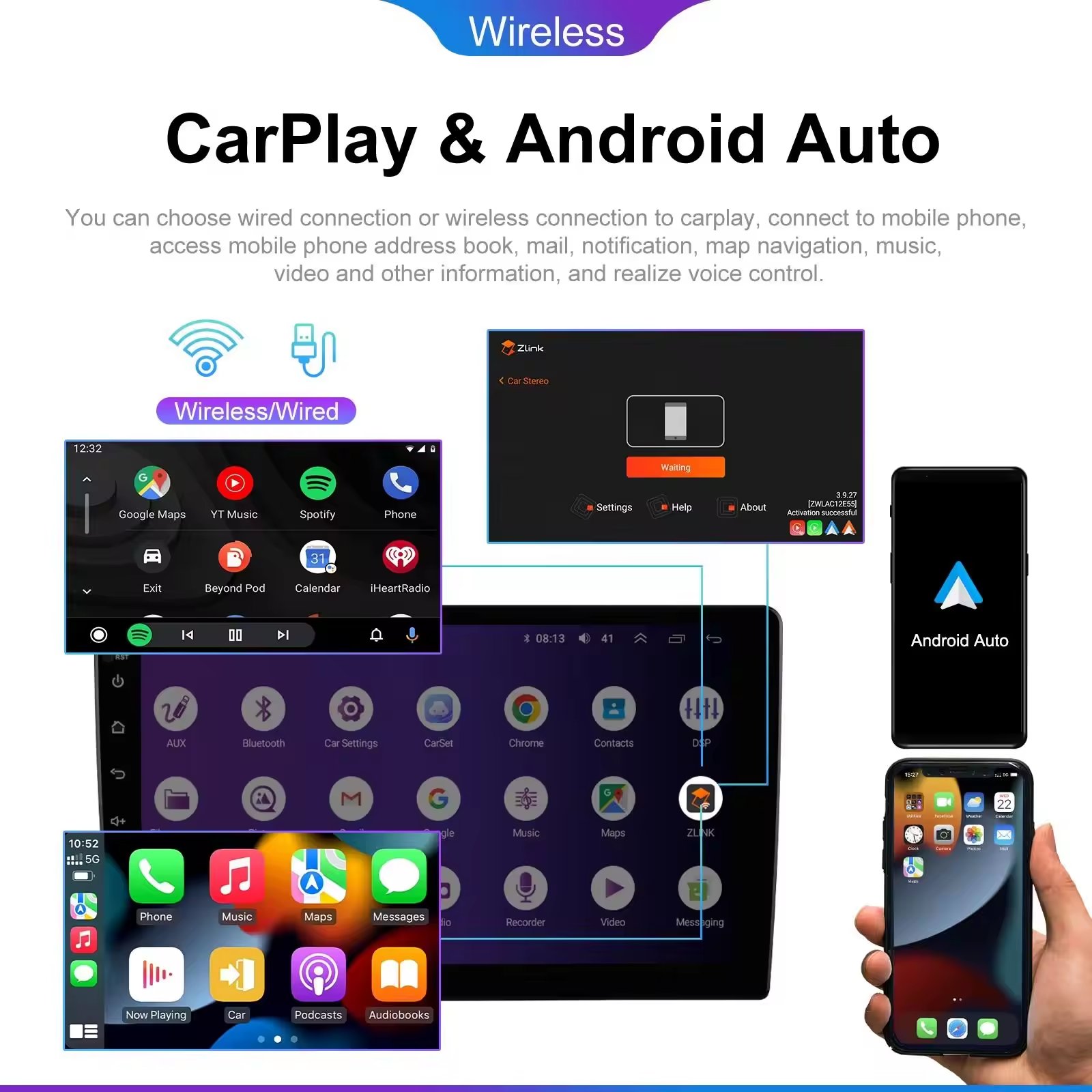 Fantastic 2 Din Carplay Radio Dvd Player Auto Audio Stereo 9'' 10'' Navigator Gps Android System Car MP5 Navigation For All Cars