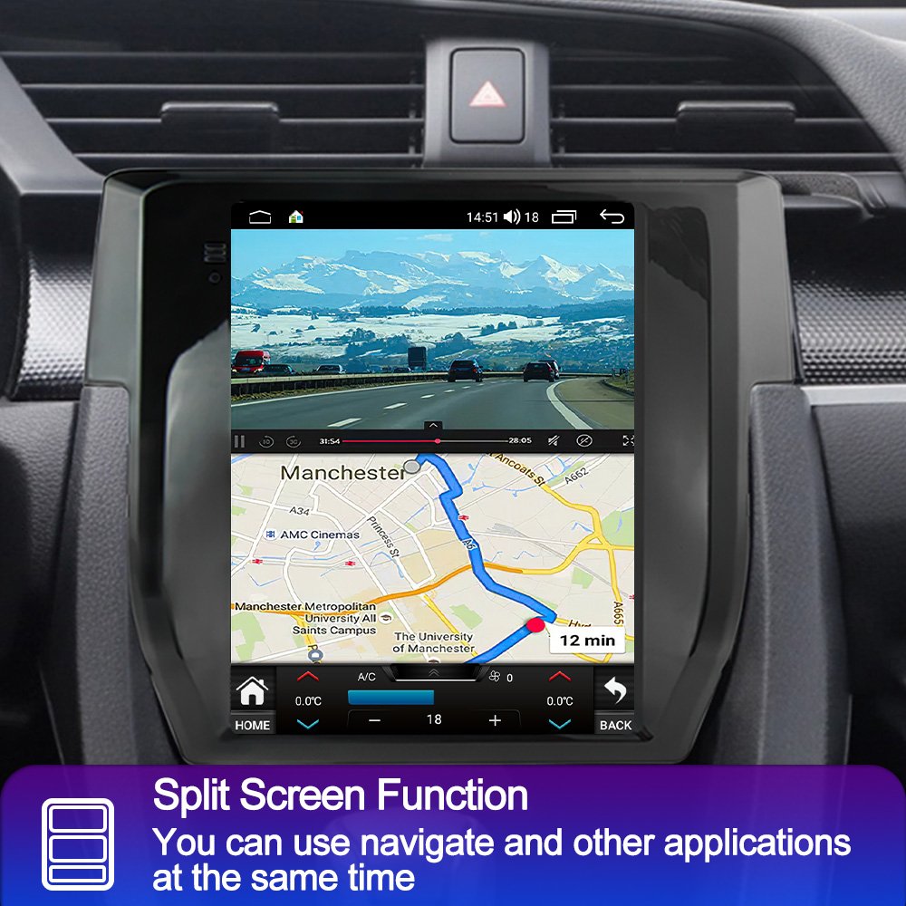 LEHX 8Core 4G Car Radio Multimedia For Honda Civic 2015-2020 Android 12 Auto Carplay Stereo Gps Navigation 2 Din Tesla Style