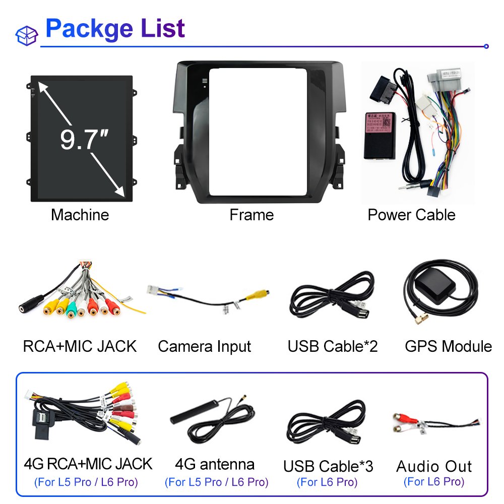 LEHX 8Core 4G Car Radio Multimedia For Honda Civic 2015-2020 Android 12 Auto Carplay Stereo Gps Navigation 2 Din Tesla Style