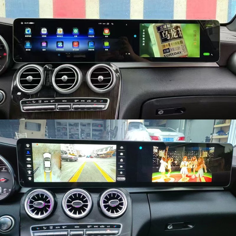 car DVD player GPS navigation Android radio dual screen Interactive carplay HD Video for Mercedes benz C-class GLC 2015-2022