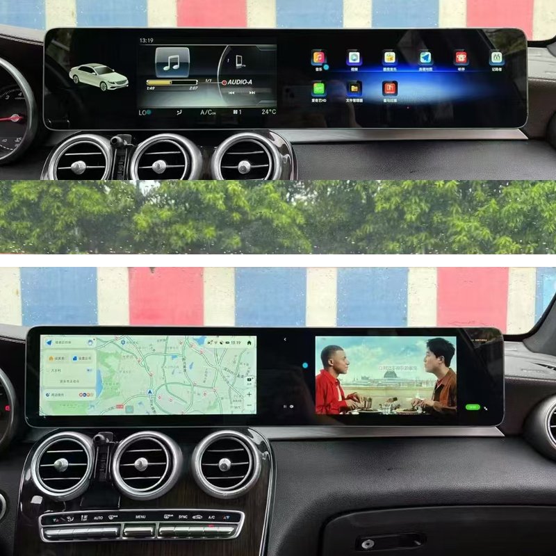 car DVD player GPS navigation Android radio dual screen Interactive carplay HD Video for Mercedes benz C-class GLC 2015-2022