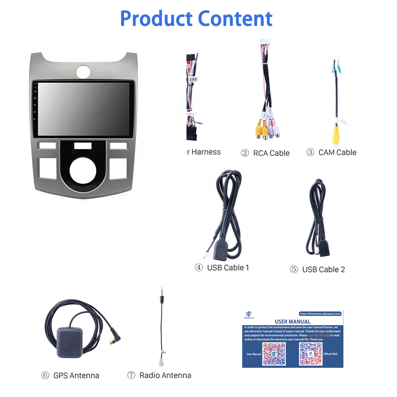 Android 10 Car DVD Player 2 Din Touch Screen 2+32GB Car Navigation Player for Kia Forte Cerato 2009-2013 Car Radio