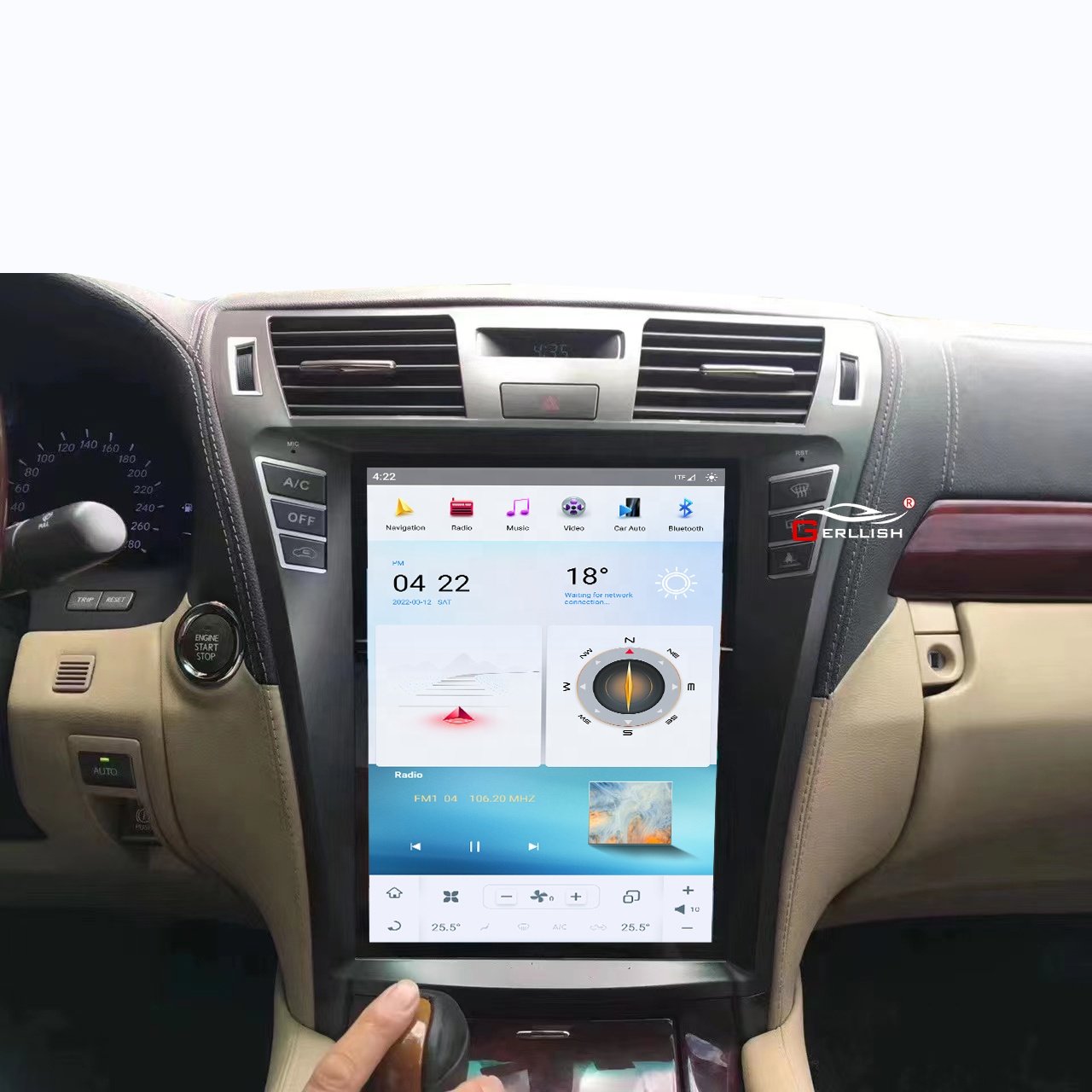 Android 12.1 inch tesla style IPS vertical screen car radio stereo gps navigation for Lexus LS460/LS600 dvd player 2006-2012