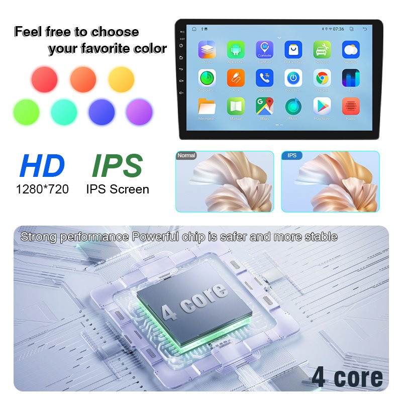 2024 New 9/10-inch Android 10 in-car DVD player, multi-touch screen, radio, Carplay GPS, voice recognition, 4K video