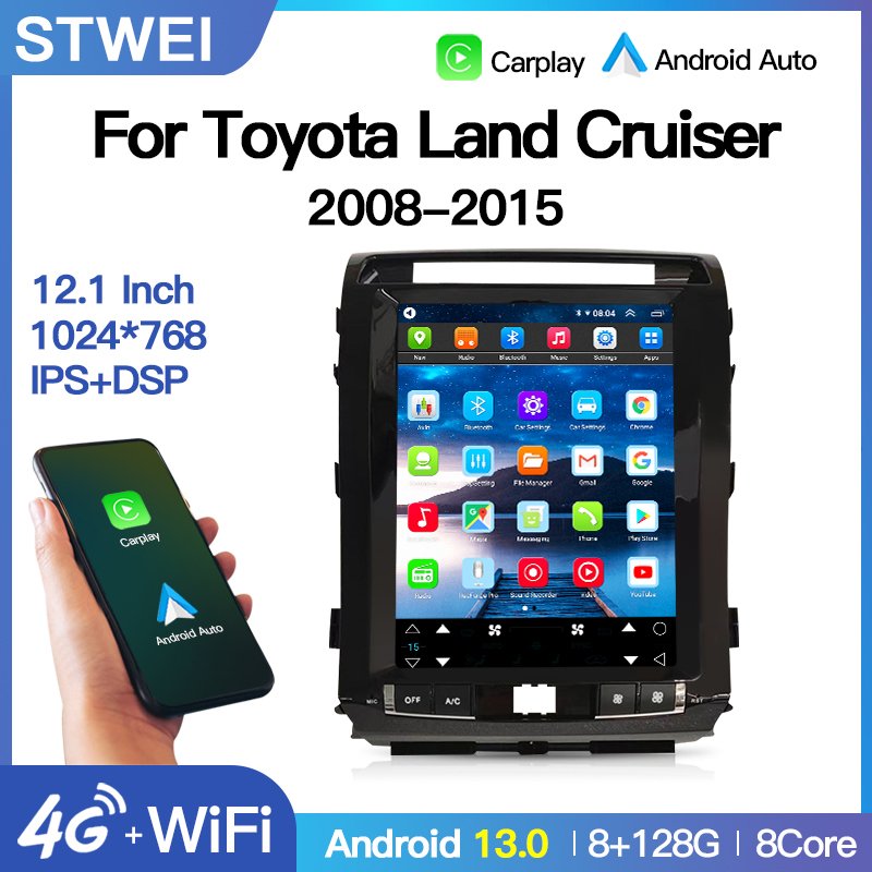 For Toyota Land Cruiser 2008-2015 Car Radio Auto DSP Carplay GPS Navigation Player For Tesla Style Android Multimedia Video Wifi