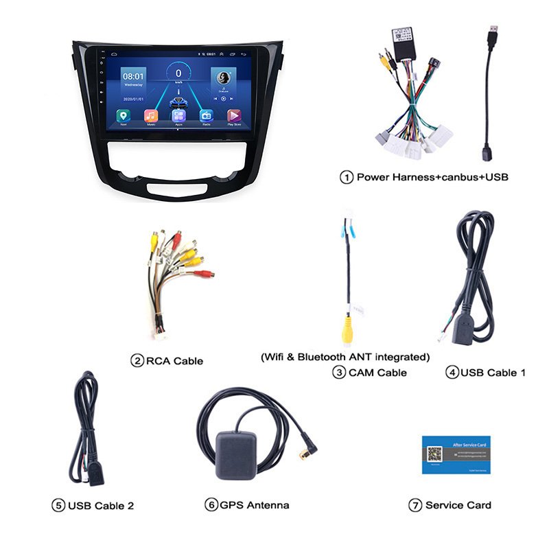 8 core Carplay Car Video For Nissan QashQai X-Trail 2013-2016 Android14 Car DVD Player GPS Navigation Multimedia Stereo Radio