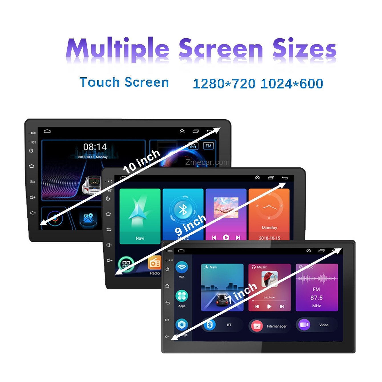 Zmecar TS7 Universal Android Car Radio 1024*600 Touch Screen Gps Navigator 7/9/10inch CarPlay Android Auto Car Dvd Player