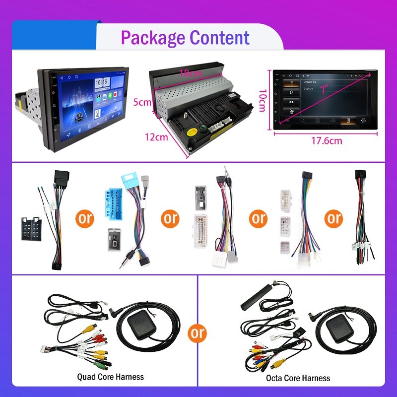 7Inch 1 Din Car Radio Android Car Stereo Car Audio System Auto Radio MP5 Multimedia DVD Player Carplay Android Auto WiFi BT